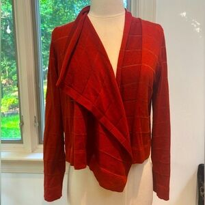 A-K-R-I-S orange cashmere and silk asymmetrical open front cardigan sweater 8